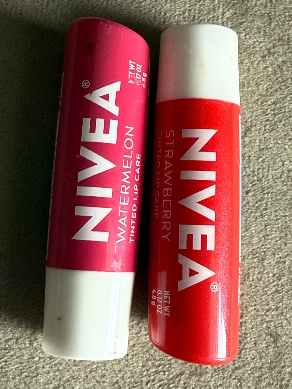 NIVEA Tinted Lip Care Duo — Watermelon Pink & Strawberry Red